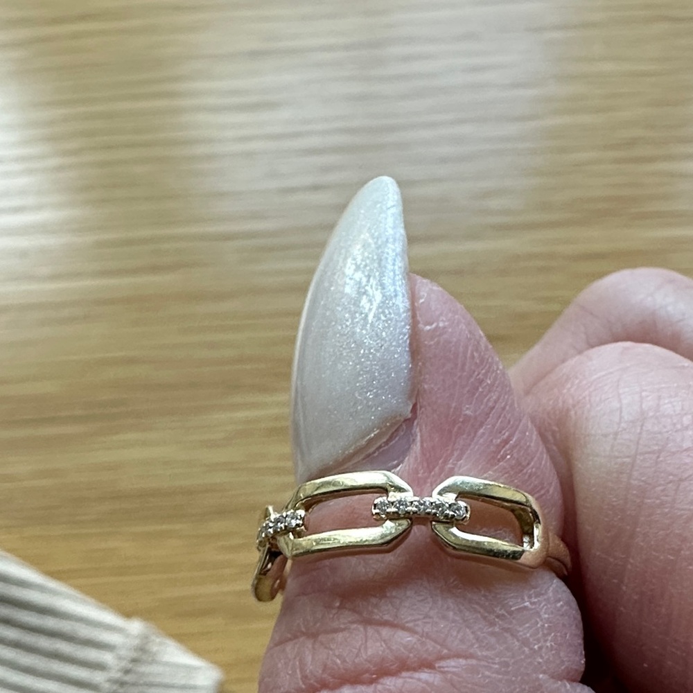 Gabriel & Co 14K Yellow Gold Diamond Link Chain Ring - Picture 7 of 8